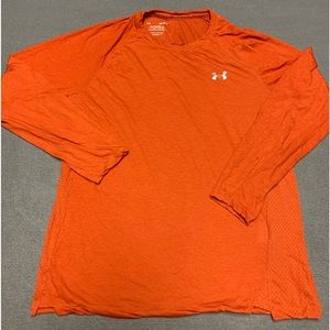 Under armour shirt men’s large polyester orange long sleeve